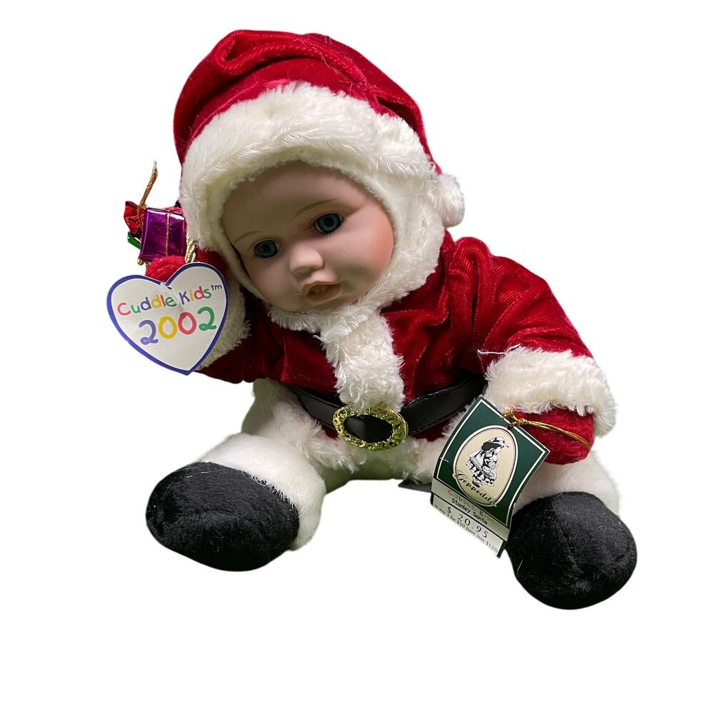 Vintage 2002 Geppeddo Cuddle Kids Stanley Santa Porcelain Face Plush Doll